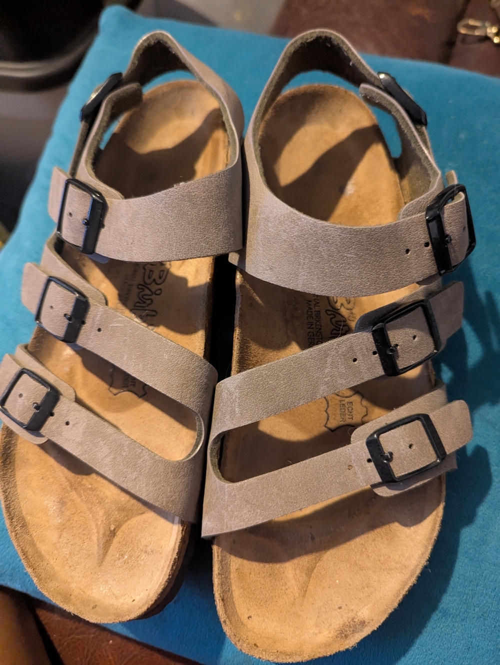 Birkis  Gray Multi-Strap Comfort Sandals